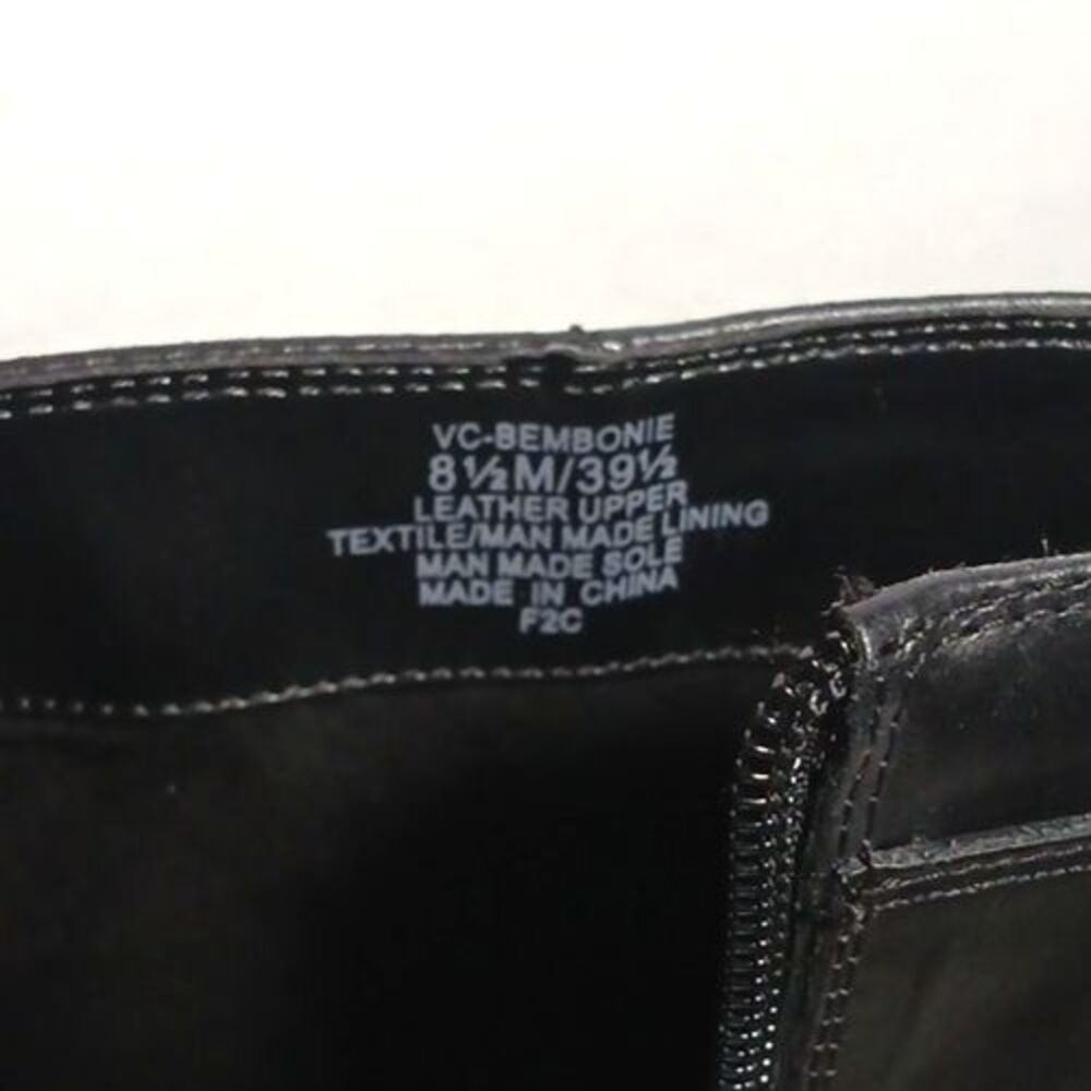 Vince Camuto Bembonie Leather Buckle Side Zip Ankle Boots Black 8.5M $150 MSRP - Picture 8 of 11